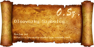 Olsovszky Szabolcs névjegykártya